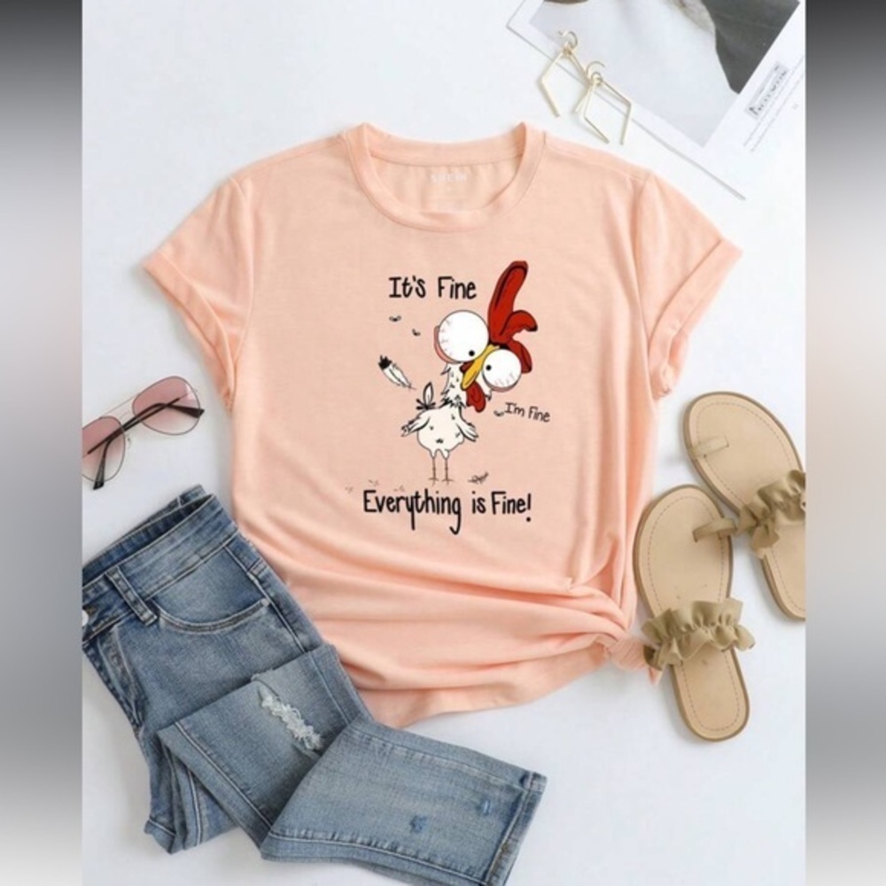 SHEIN || NWOT “I’m Fine!” Crazy Chick (L)